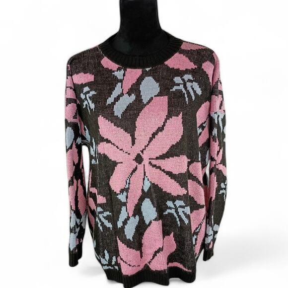 UNBRANDED Women's Warm Winter Sweater 2X Floral Acrylic Cozy Floral Festive - Picture 2 of 3